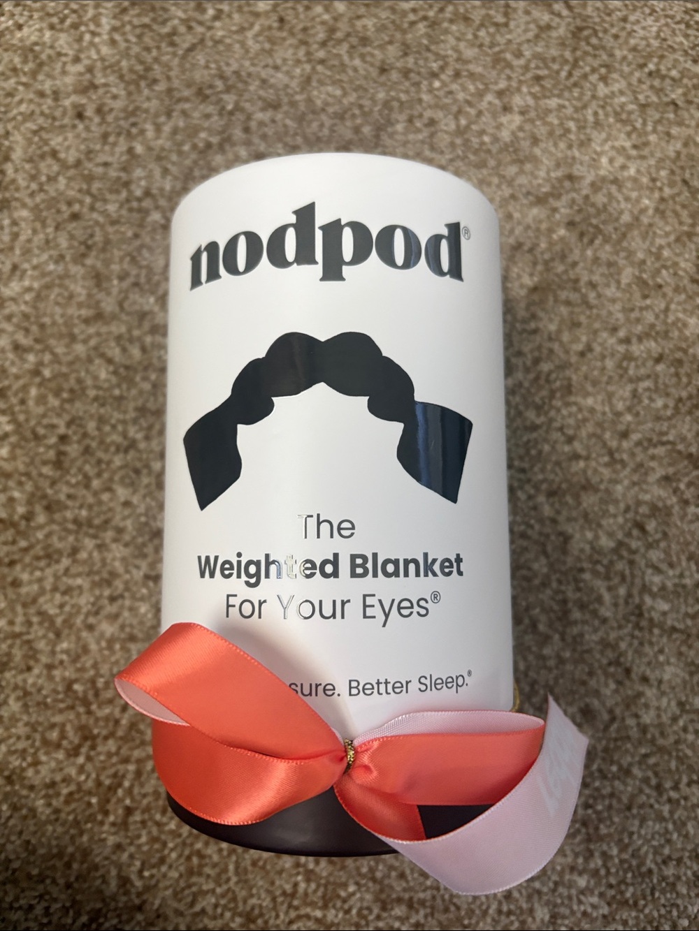 nodpod Weighted Blanket For Your Eyes - White with Coral Ribbon